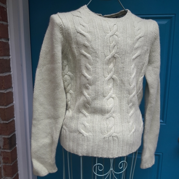 Cashmere Wool Angora Sweater Cable Knit Lt Green S - Picture 17 of 17